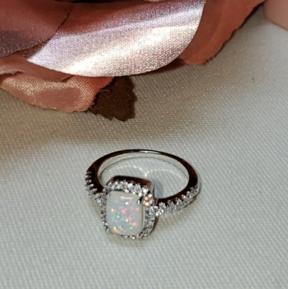 💖5 Star Rated💖 Silver & Fire Opal Ring sz 7 - Picture 2 of 6